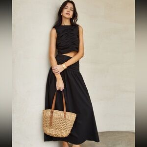 Black Crop Top and Maxi Skirt Set